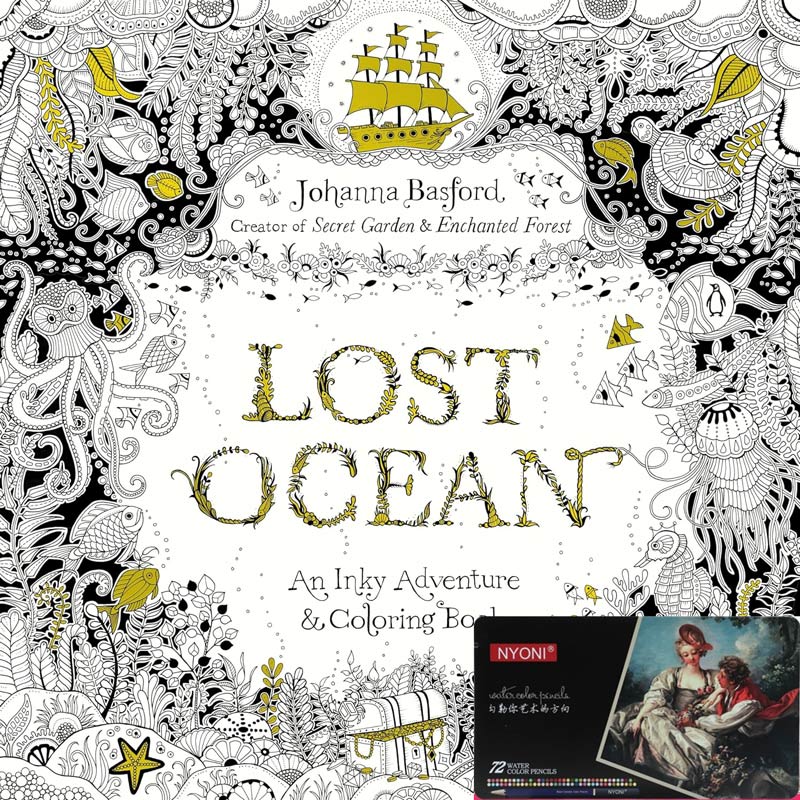 Lost Ocean: An Inky Adventure and Coloring Book for Adults