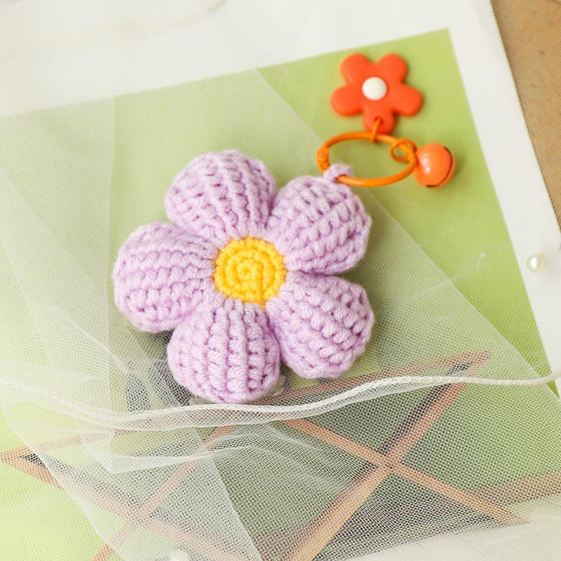 purple crochet keychain