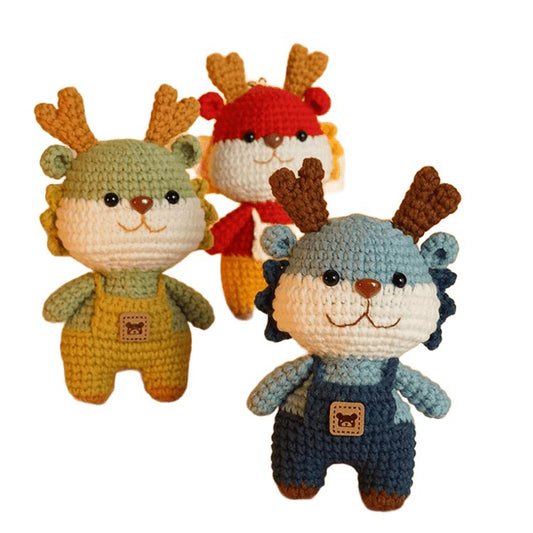 Cute Crochet Dragon Keychain Couple DIY Weaving Kit