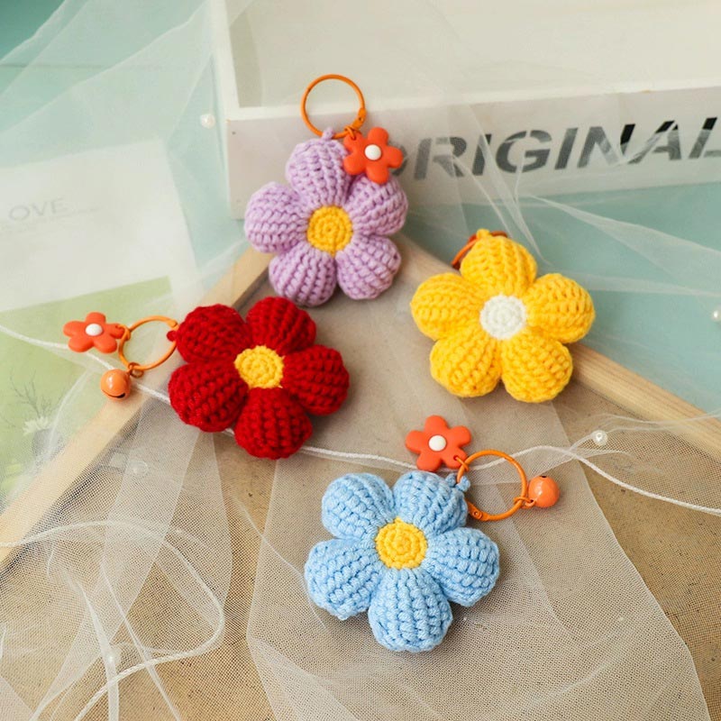 Crochet flower keychain
