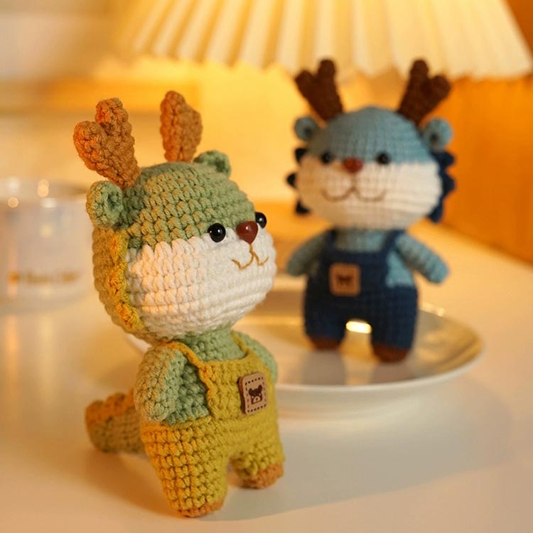 Cute Crochet Dragon Keychain Couple DIY Weaving Kit