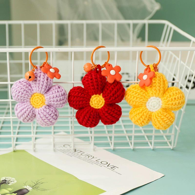 Handmade Crochet Flower Keychains - DIY Craft Kit