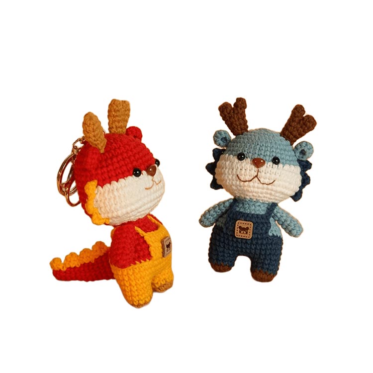Cute Crochet Dragon Keychain Couple DIY Weaving Kit