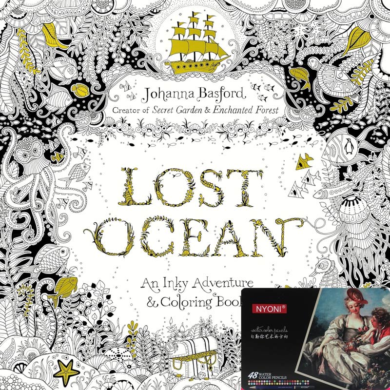 Lost Ocean: An Inky Adventure and Coloring Book for Adults