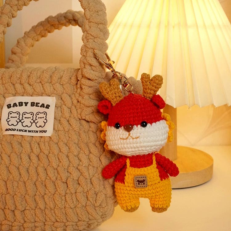 Cute Crochet Dragon Keychain Couple DIY Weaving Kit