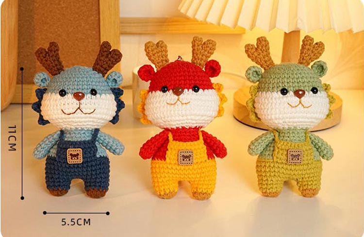 Cute Crochet Dragon Keychain Couple DIY Weaving Kit