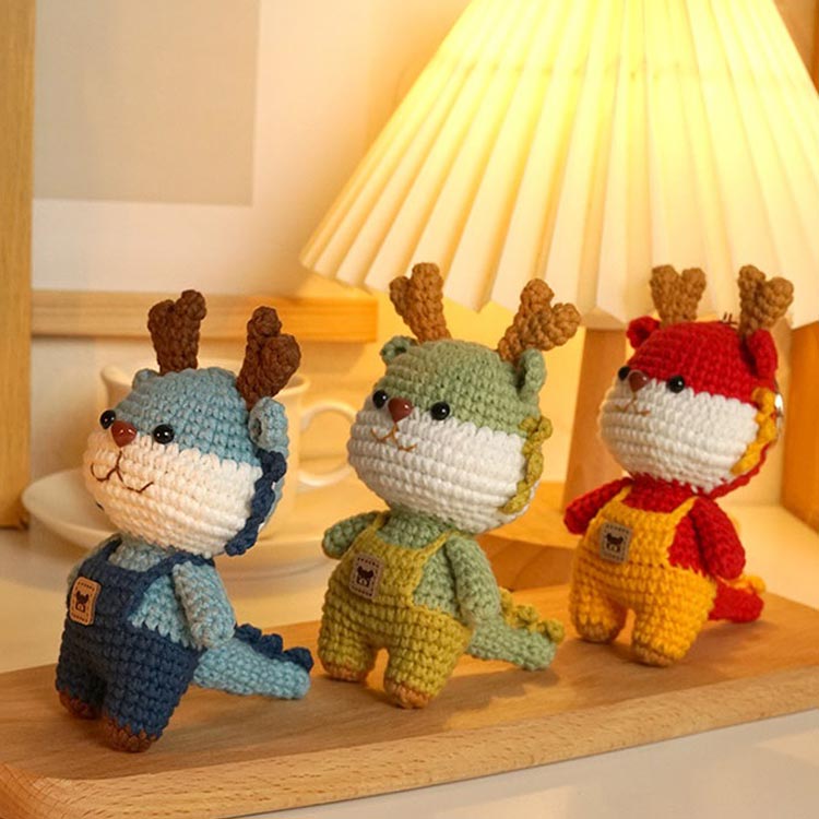 Cute Crochet Dragon Keychain Couple DIY Weaving Kit
