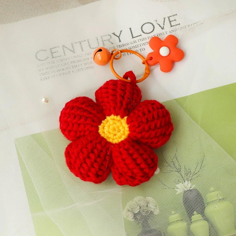 red crochet keychain