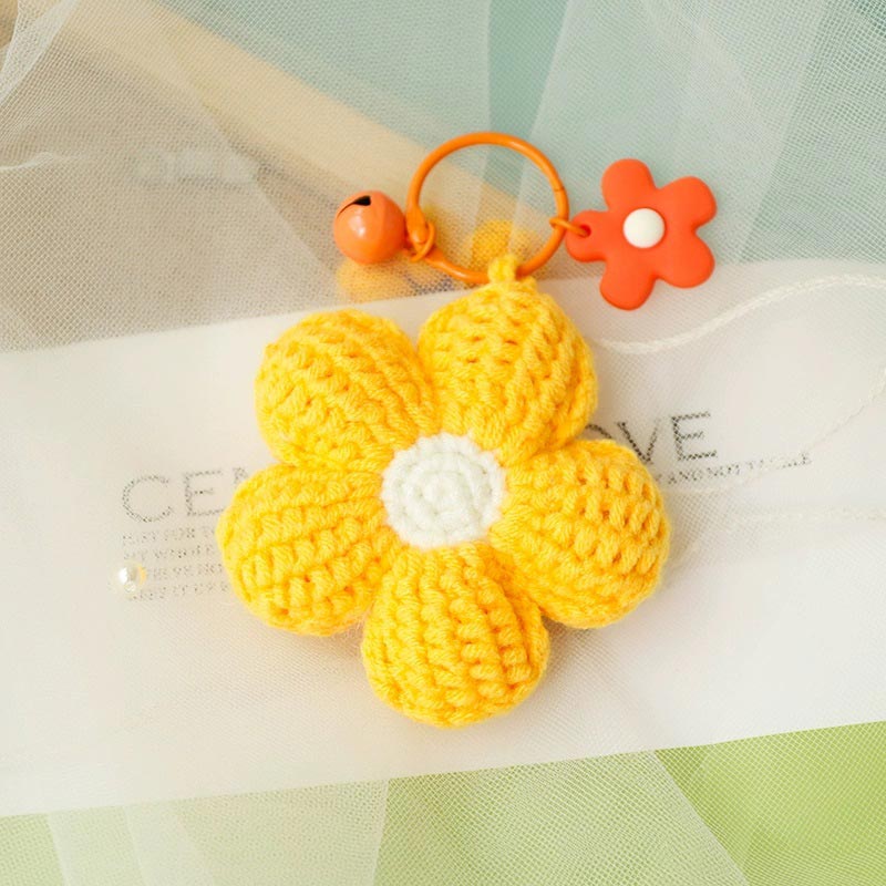 yellow crochet keychain