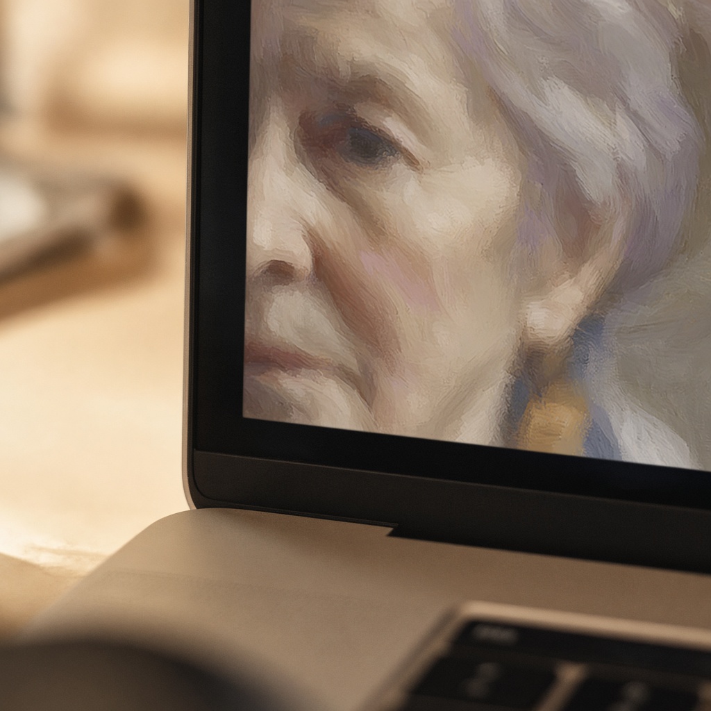 Portrait design preview on a screen